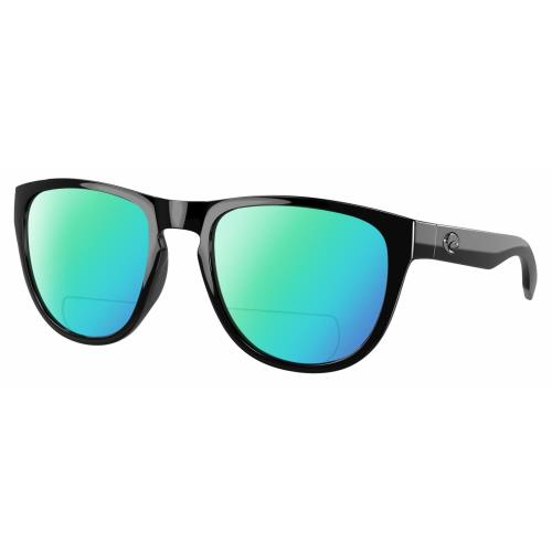 Costa Del Mar Irie Unisex Polarized Bifocal Reading Sunglasses Black 55mm 41 Opt Green Mirror