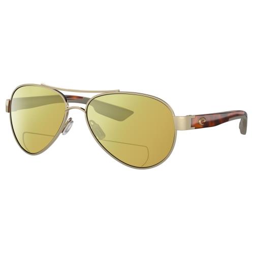 Costa Del Mar Loreto Women Pilot Polarized Bifocal Sunglasses Gold Tortoise 56mm Yellow