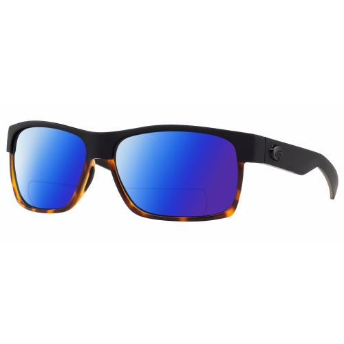 Costa Del Mar Half Moon Unisex Polarized Bifocal Sunglasses Black Tortoise 60 mm Blue Mirror