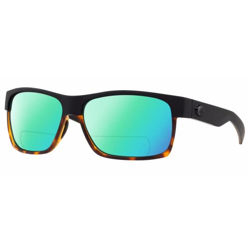 Costa Del Mar Half Moon Unisex Polarized Bifocal Sunglasses Black Tortoise 60 mm Green Mirror