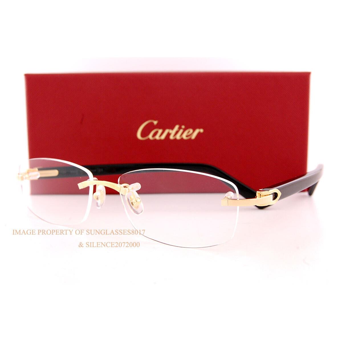 Cartier Eyeglass Frames CT 0048/O-002 Gold-black For Men Women 53mm