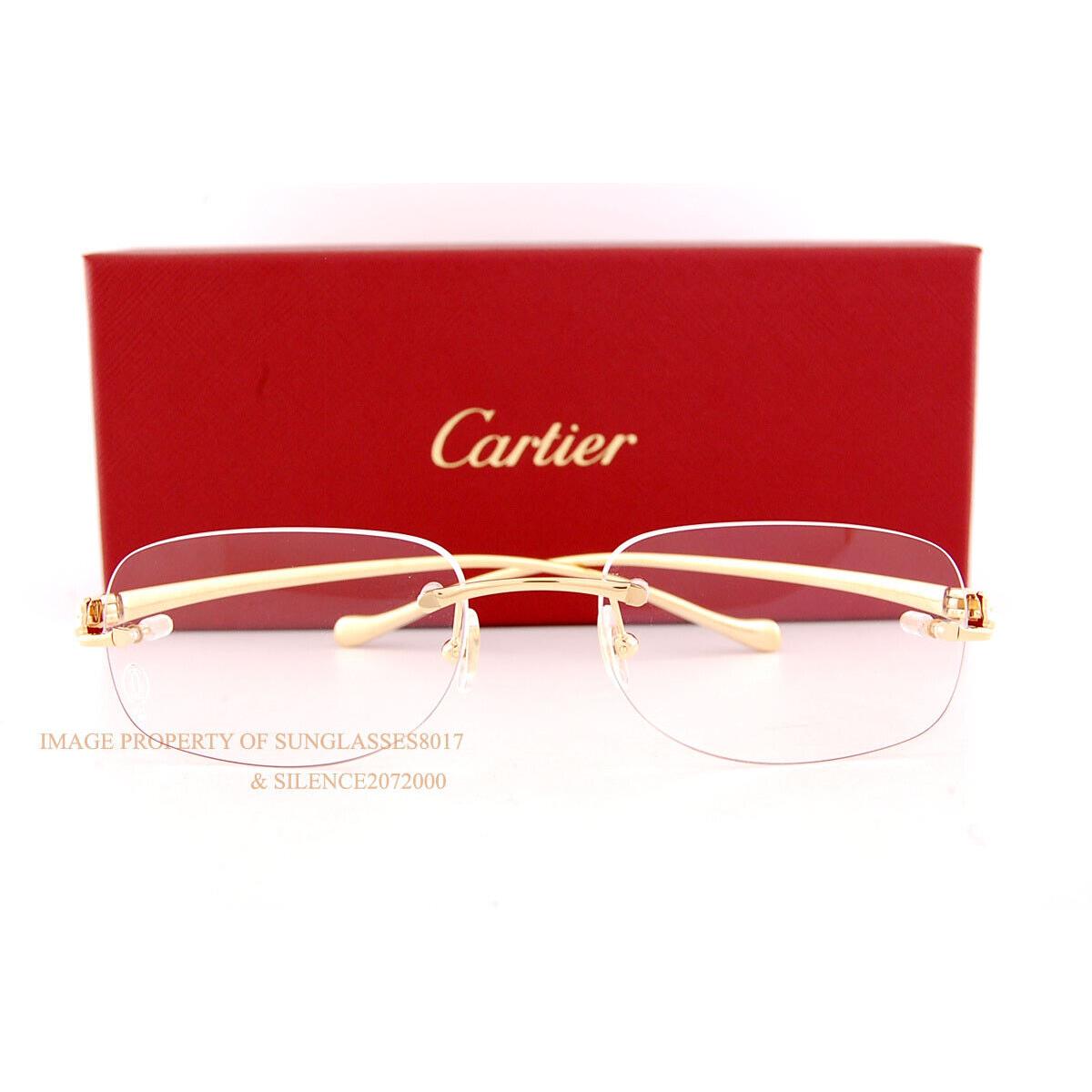 Cartier Eyeglass Frames CT 0058O-002 Gold For Women 52mm