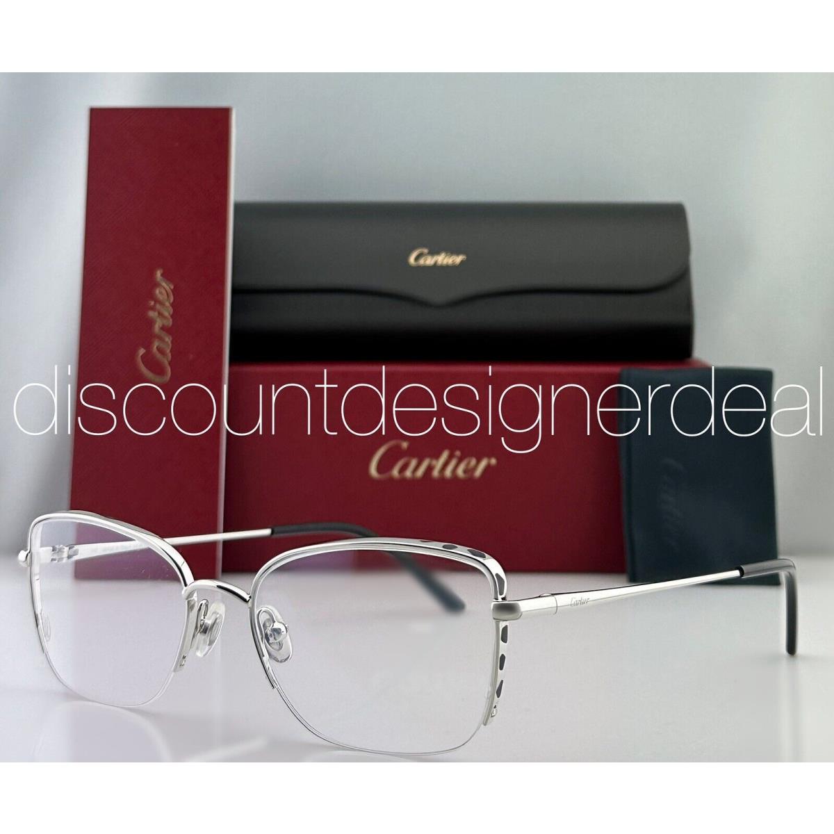 Cartier Women s Panthere Eyeglasses CT0311O 002 Half Silver Metal Frame Clear 54