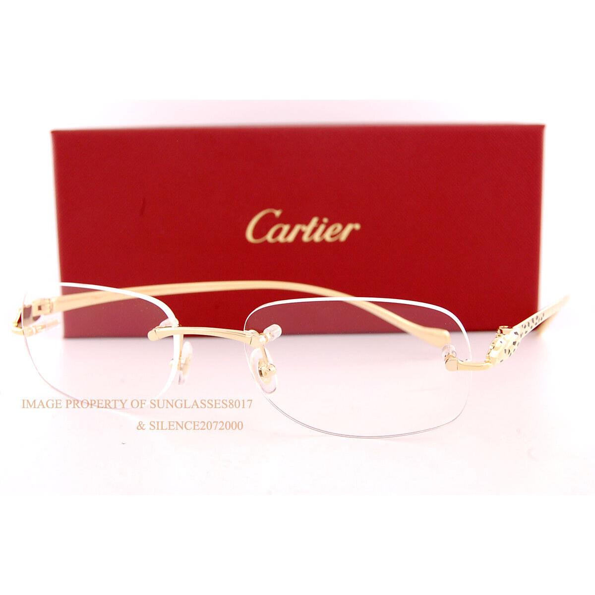 Cartier Eyeglass Frames CT 0058/O-001 Gold For Men Women 52mm