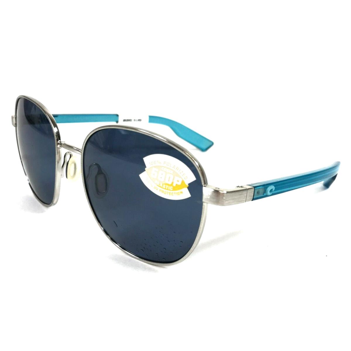 Costa Sunglasses Egret 6S4005-06 Brushed Silver Clear Blue with Gray Lenses 580P