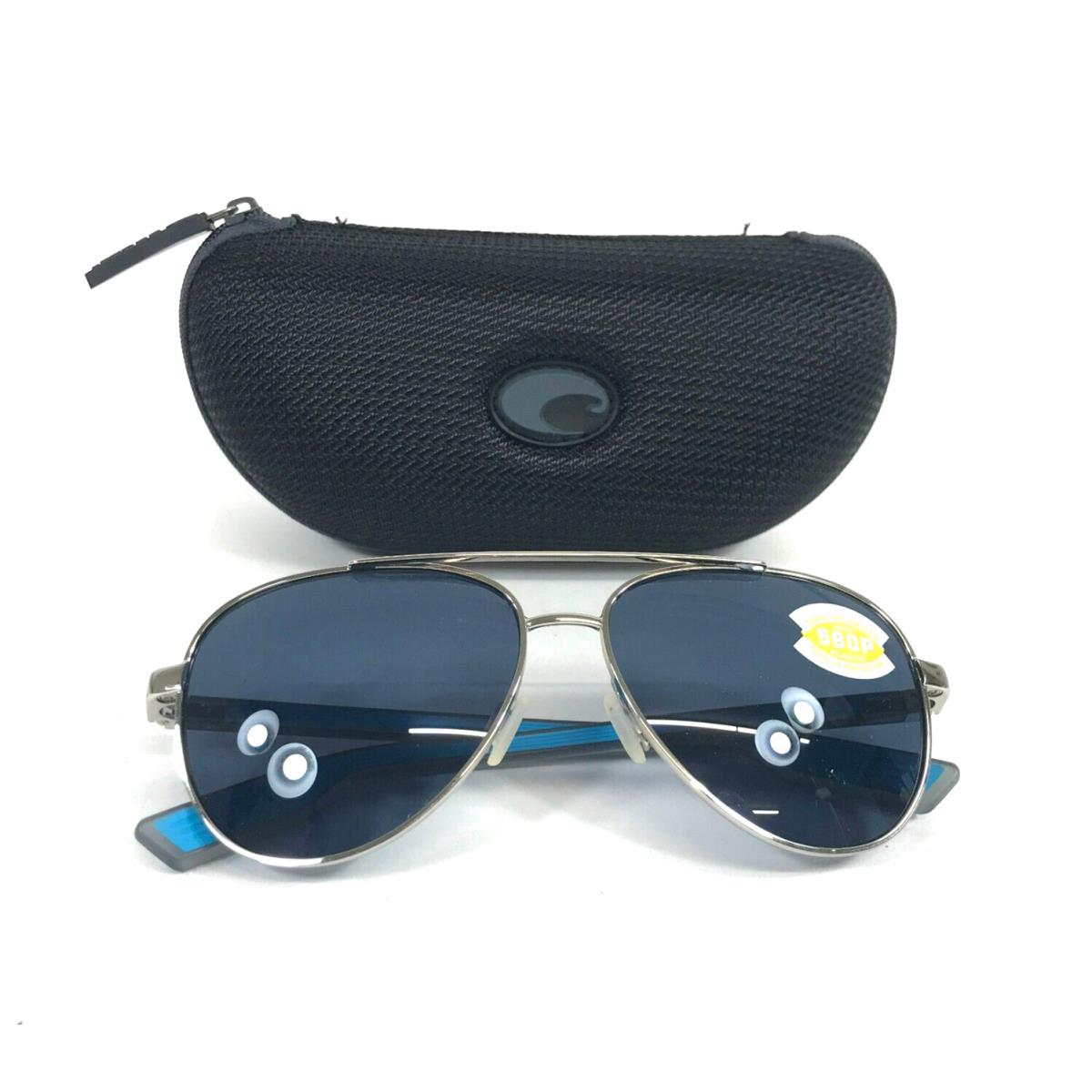 Costa Sunglasses Peli 6S4002-15 Silver Blue Aviator with Blue Polarized Lenses