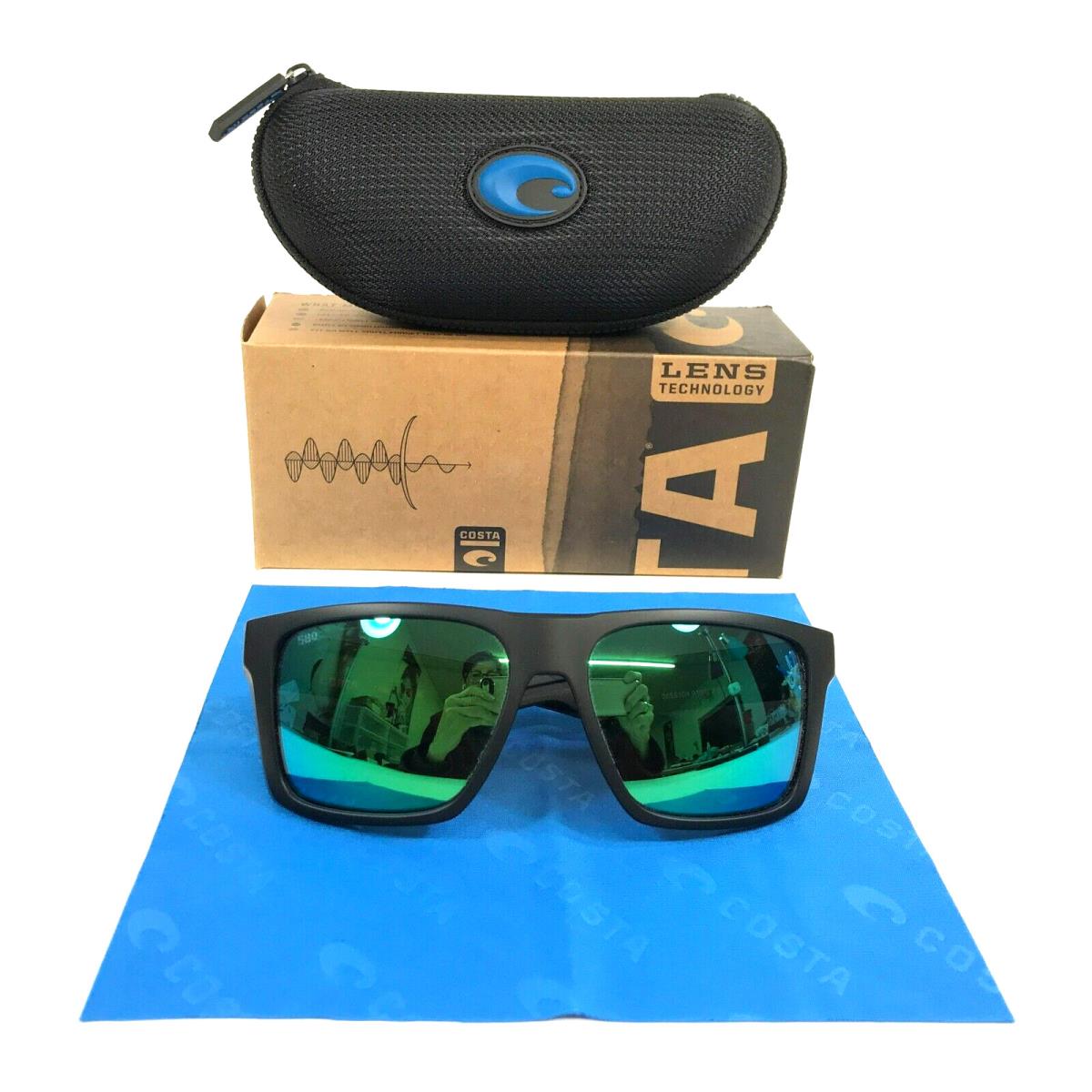 Costa Sunglasses Lido 06S9104 910402 Matte Black w/ Green Mirror Polarized 580G