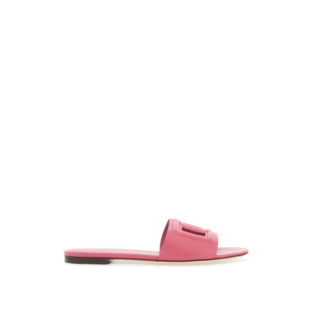 Dolce Gabbana Leather Slides Cut-out Logo Women`s Shoes