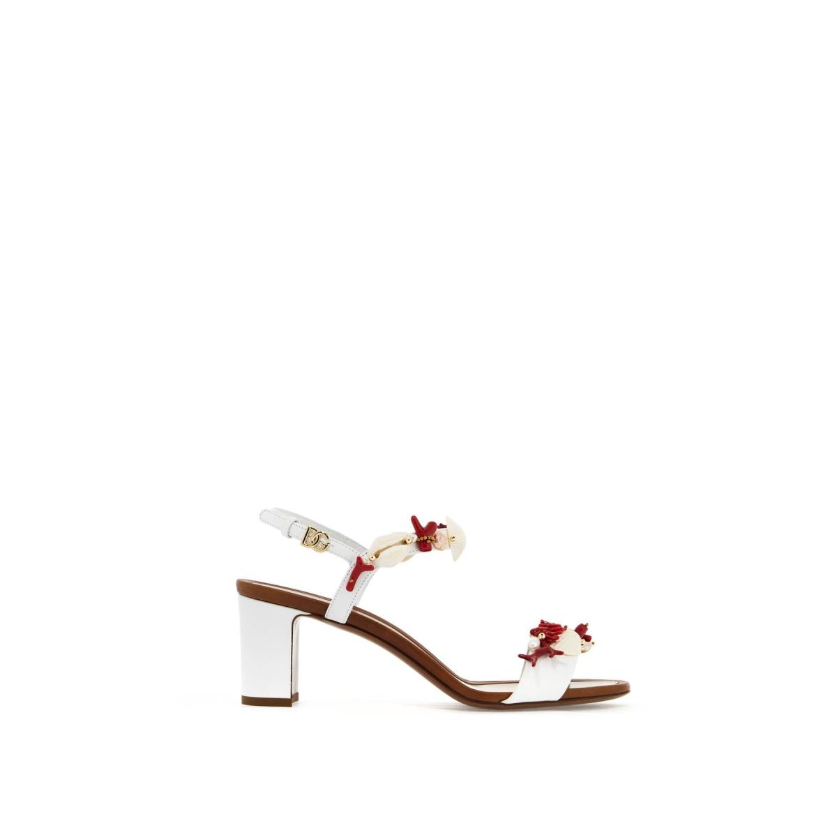 Dolce Gabbana Nappa Sandals Coral Embellishments Heels Women`s Shoes