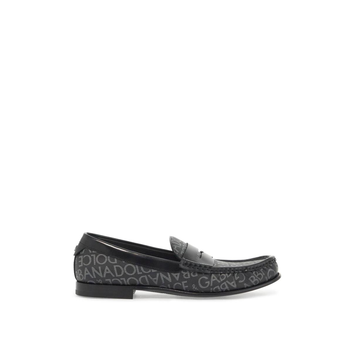 Dolce Gabbana Jacquard Canvas Loafers Shoes