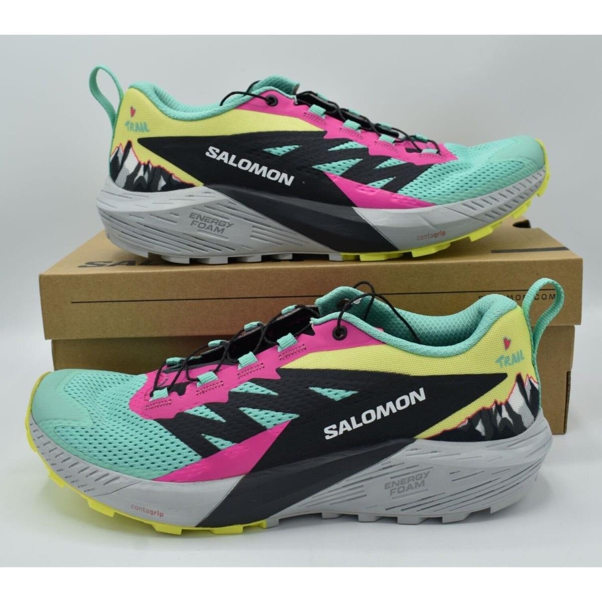 Salomon Womens Size 11 Sense Ride 5 Martina Ltd Green Pink Trail Running Shoes