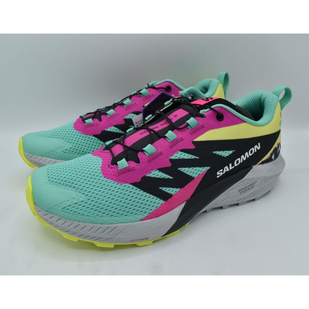 Salomon Womens Size 11 Sense Ride 5 Martina Ltd Green Pink Trail Running Shoes