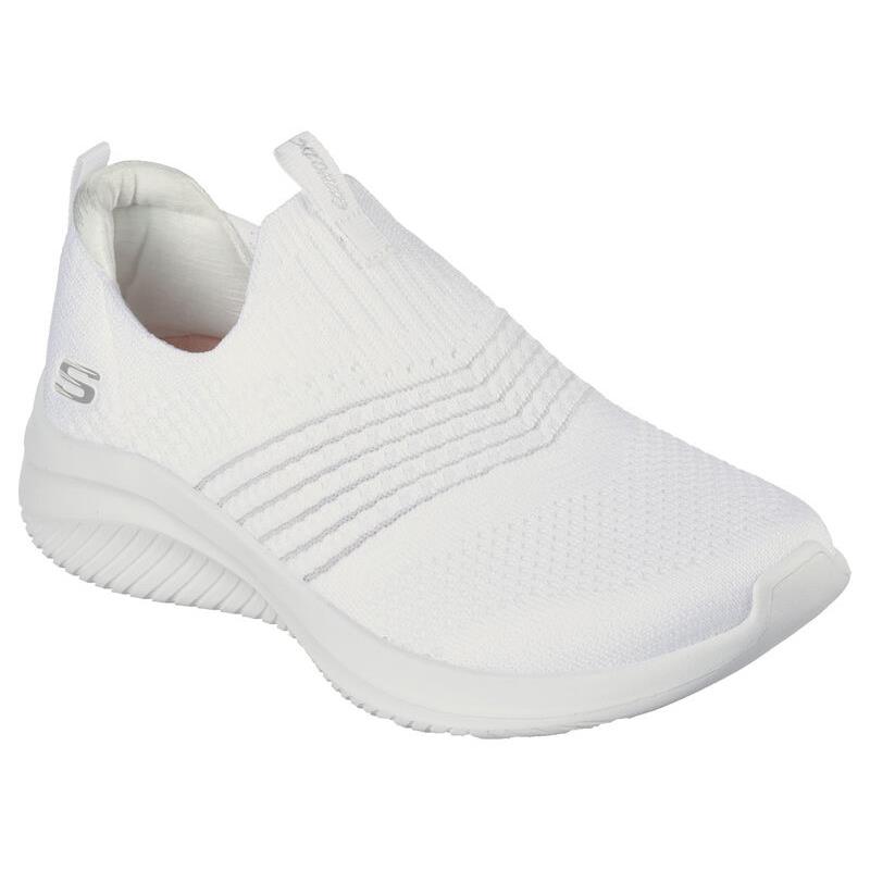 Womens Skechers Ultra Flex 3.0 - Classy Charm White Knit Shoes