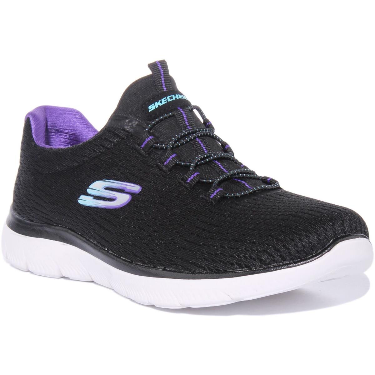 Skechers Next Wave Summits Strech Mesh Womens Sneakers Black Purple US 6 - 11