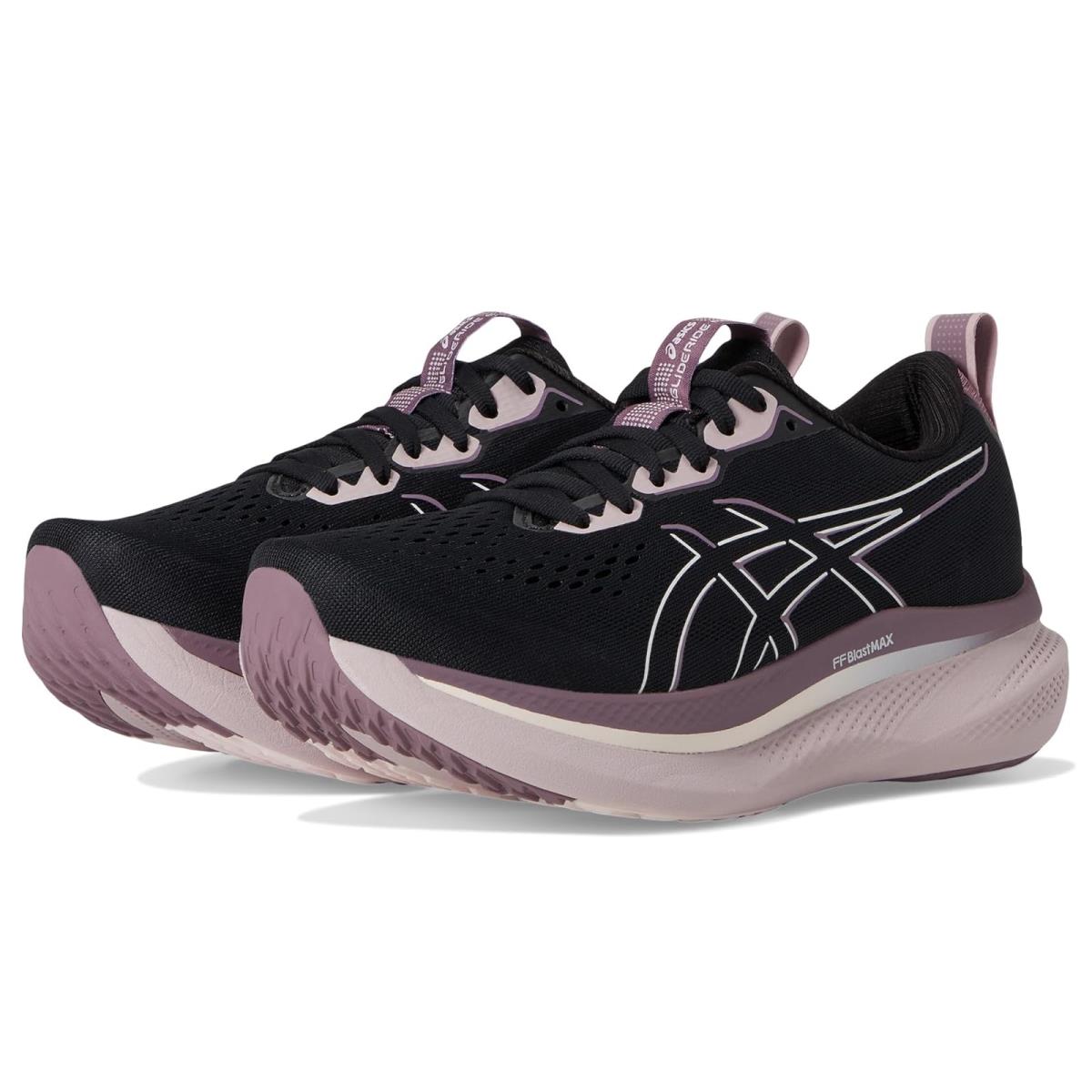 Woman`s Sneakers Athletic Shoes Asics Glideride Max - Black/Pale Pink