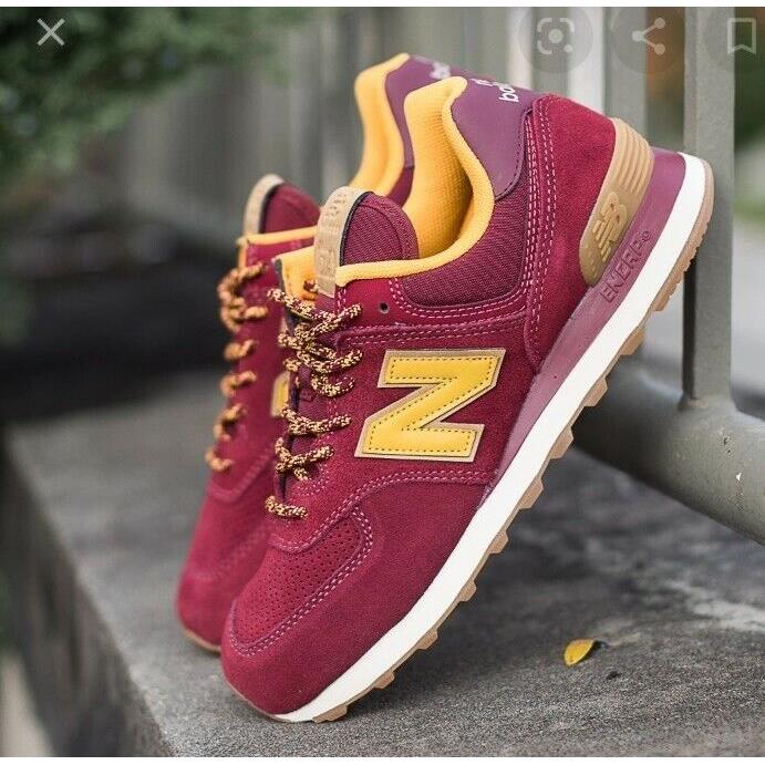 New Balance Men`s 574 ML574OTC Shoes Classics Traditionnels Red with Yellow