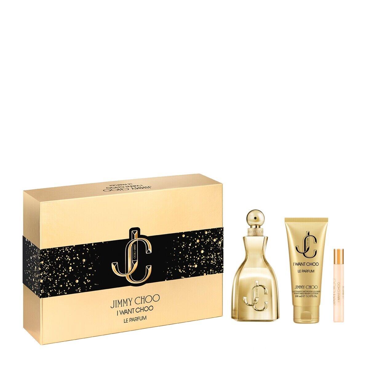 I Want Choo Le Parfum by Jimmy Choo 3 Pcs Gift Set 3.4oz Edp Spray + 3.4oz B/l