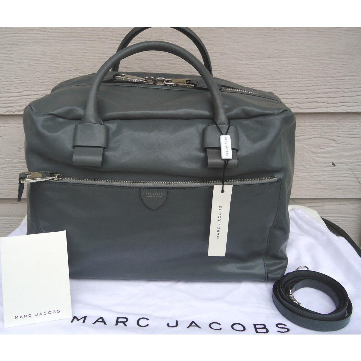 Marc Jacobs Large Antonia Leather Grey Duffel Shoulder Bag Weekender