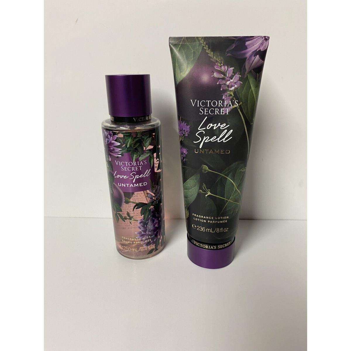 Victoria`s Secret Love Spell Untamed Body Mist and Lotion Full Size Set of 2