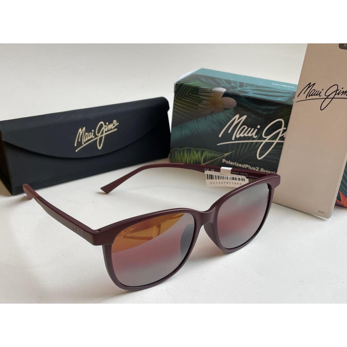 Maui Jim Ilikea Polarized Sunglasses 750-04 Matte Burgundy/maui Rose Red Glass