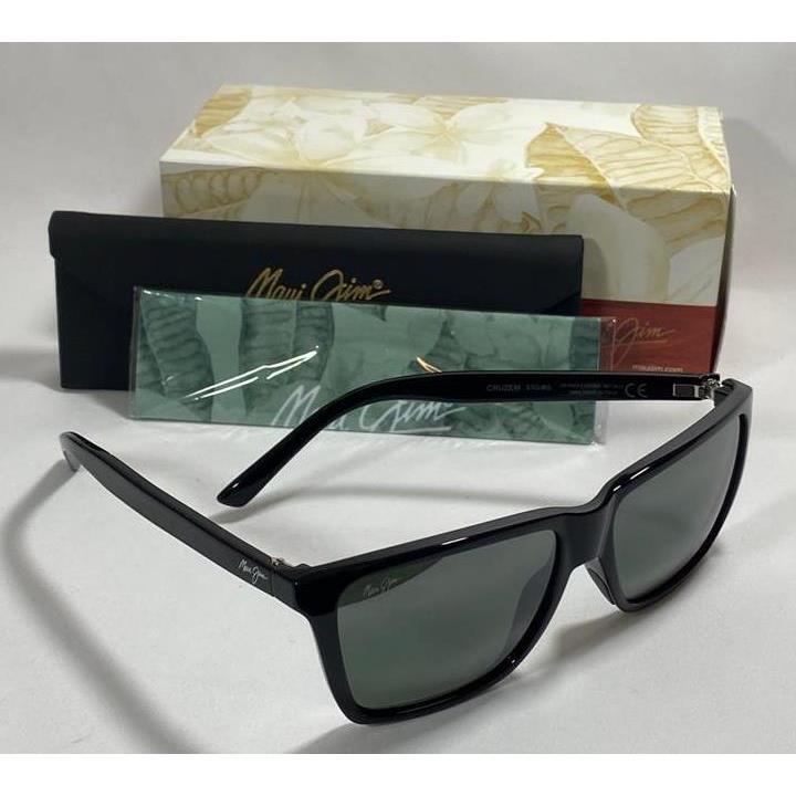 Maui Jim Cruzem Polarized Sunglasses Polished Black/gray Glass 864-02