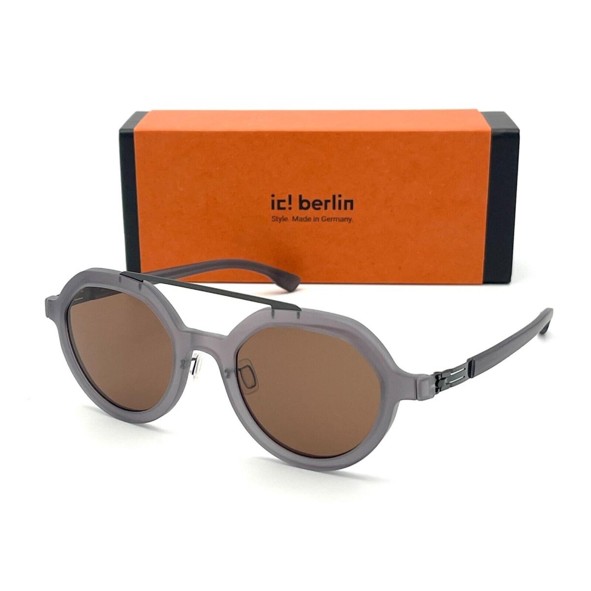 IC Berlin Edison Ecogray Matte Gunmetal / Mahogany Brown 47mm Sunglasses