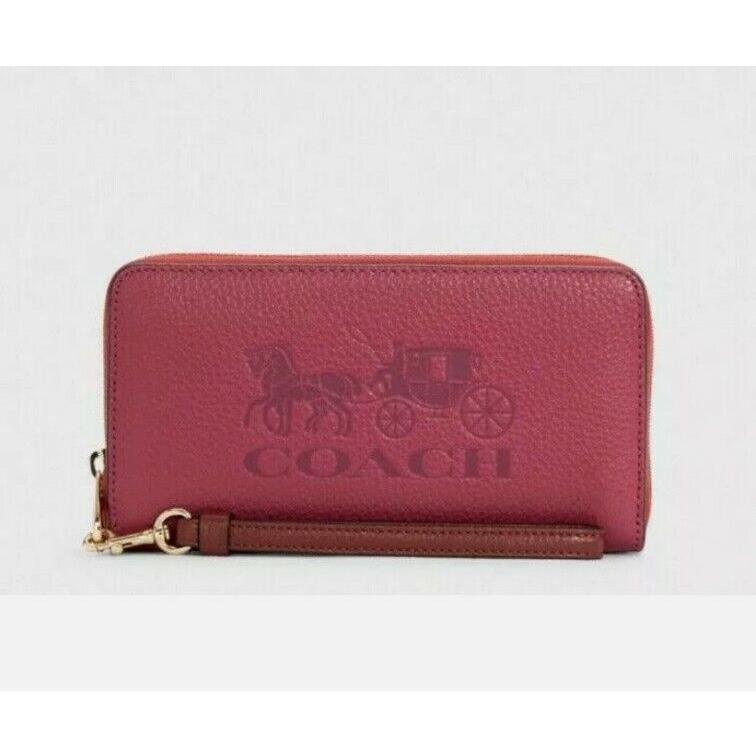 Coach C5889 Long Zip Around Horse Carriage Wallet Bright Violet Multi