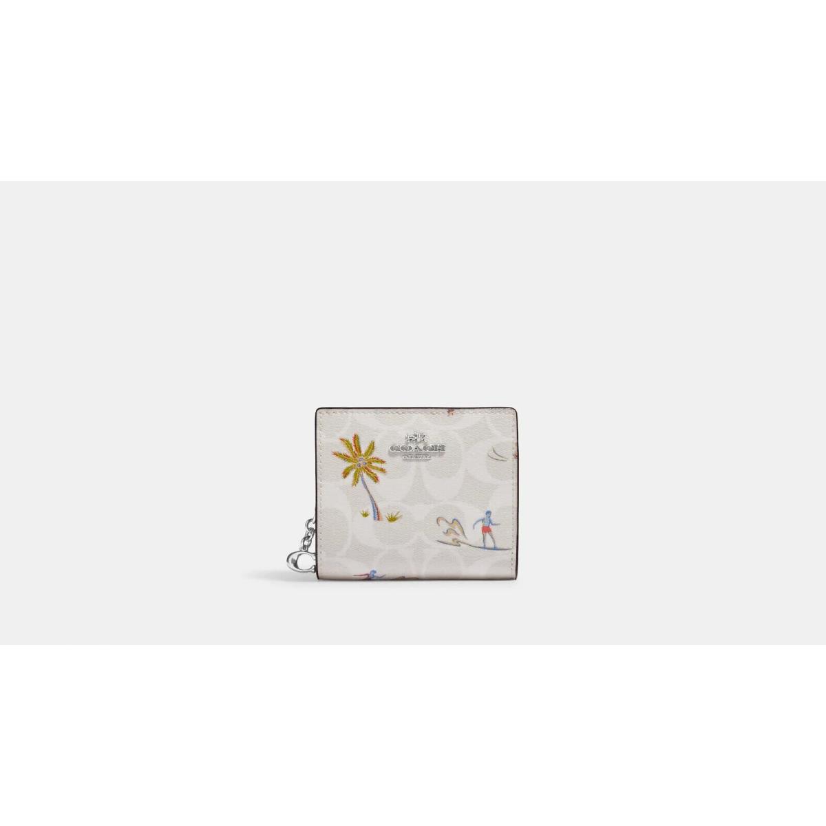 Coach Snap Wallet ID Window CJ730 SV/CHALK/GLACIER WHITE MULTI