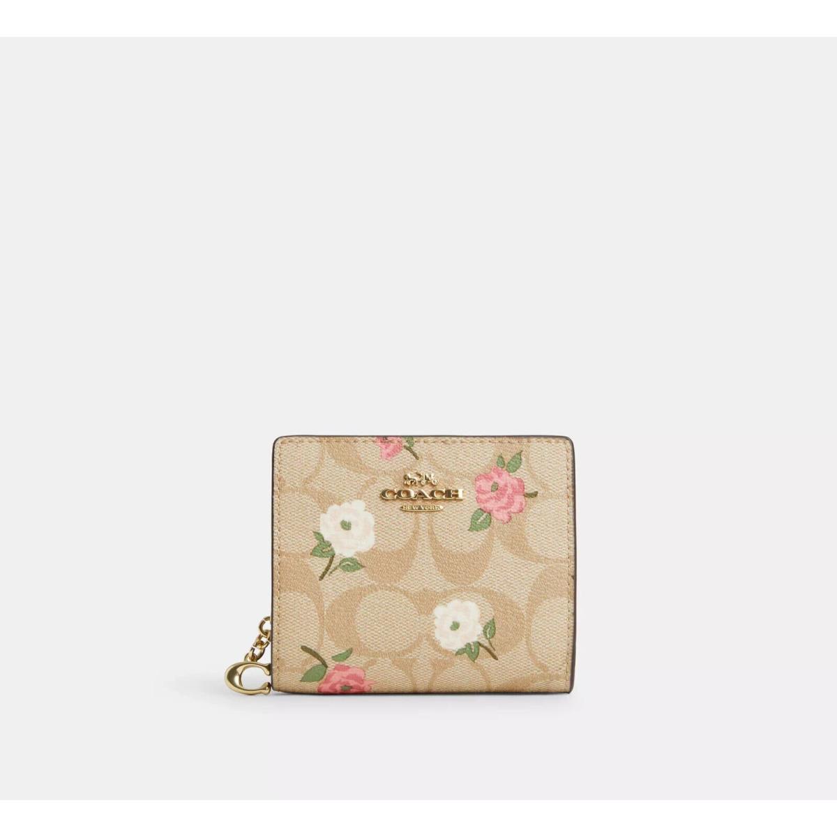 Coach Snap Wallet ID Window CR969 GOLD/LIGHT KHAKI CHALK MULTI