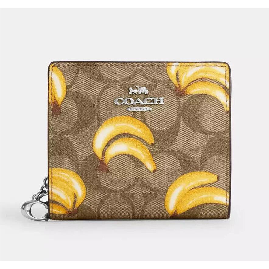 Coach Snap Wallet In Signature Canvas with Cherry/blueberry/banana Print
