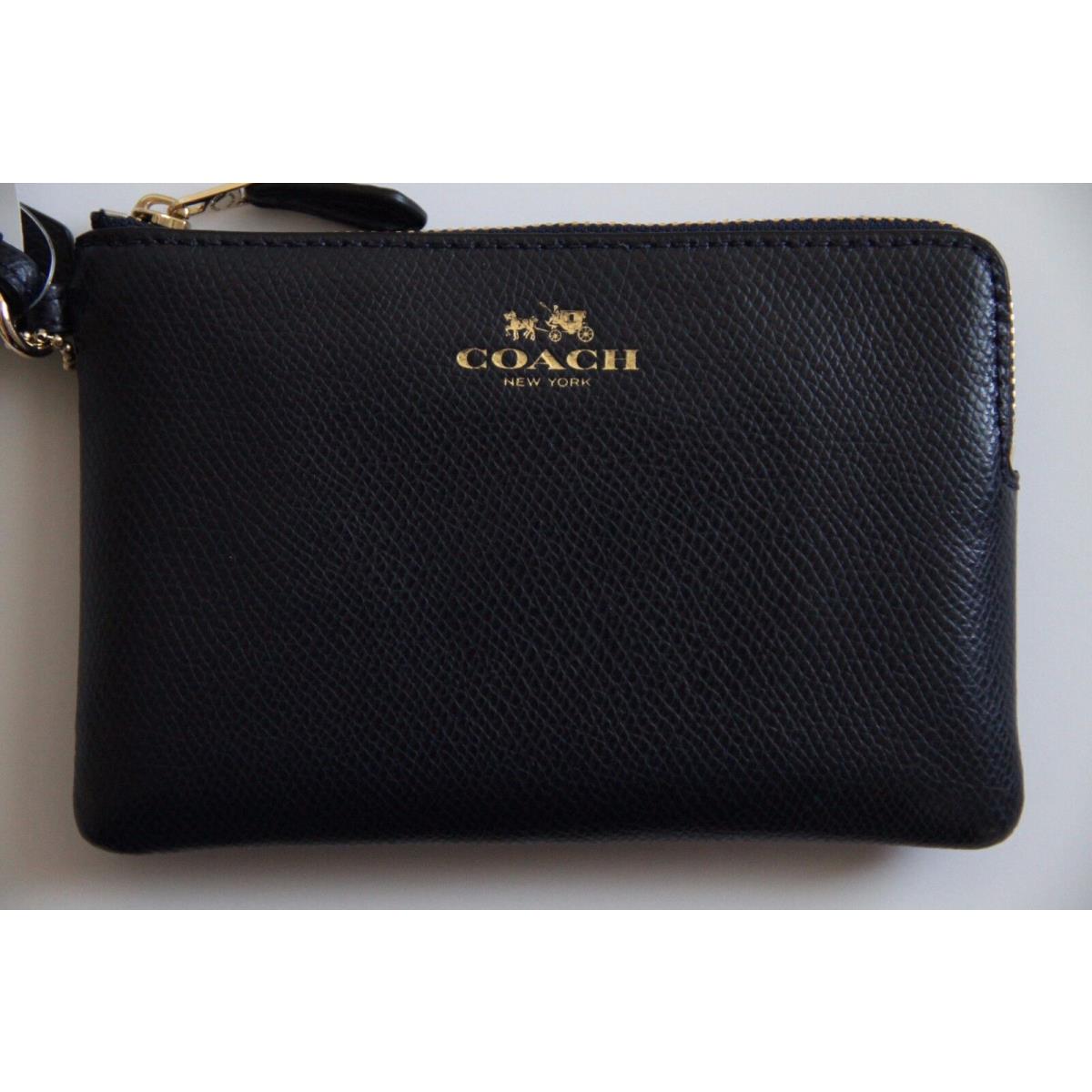 Coach Crossgrain Leather Corner Zip Wristlet STYLE:F54626 IM / Midnight