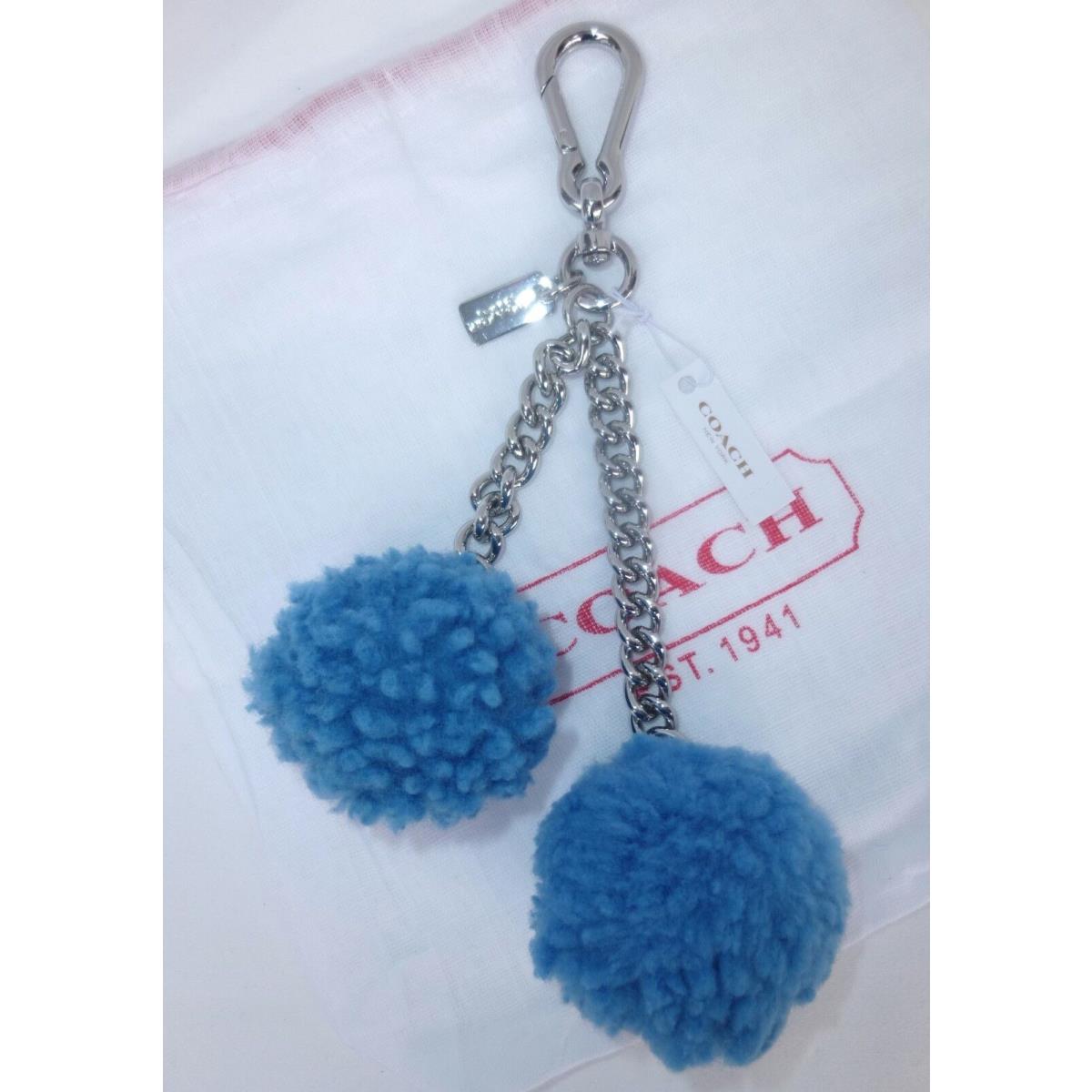 Coach Shearling Pom Pom Bag Charm Key Chains 64172 + Dust Bag