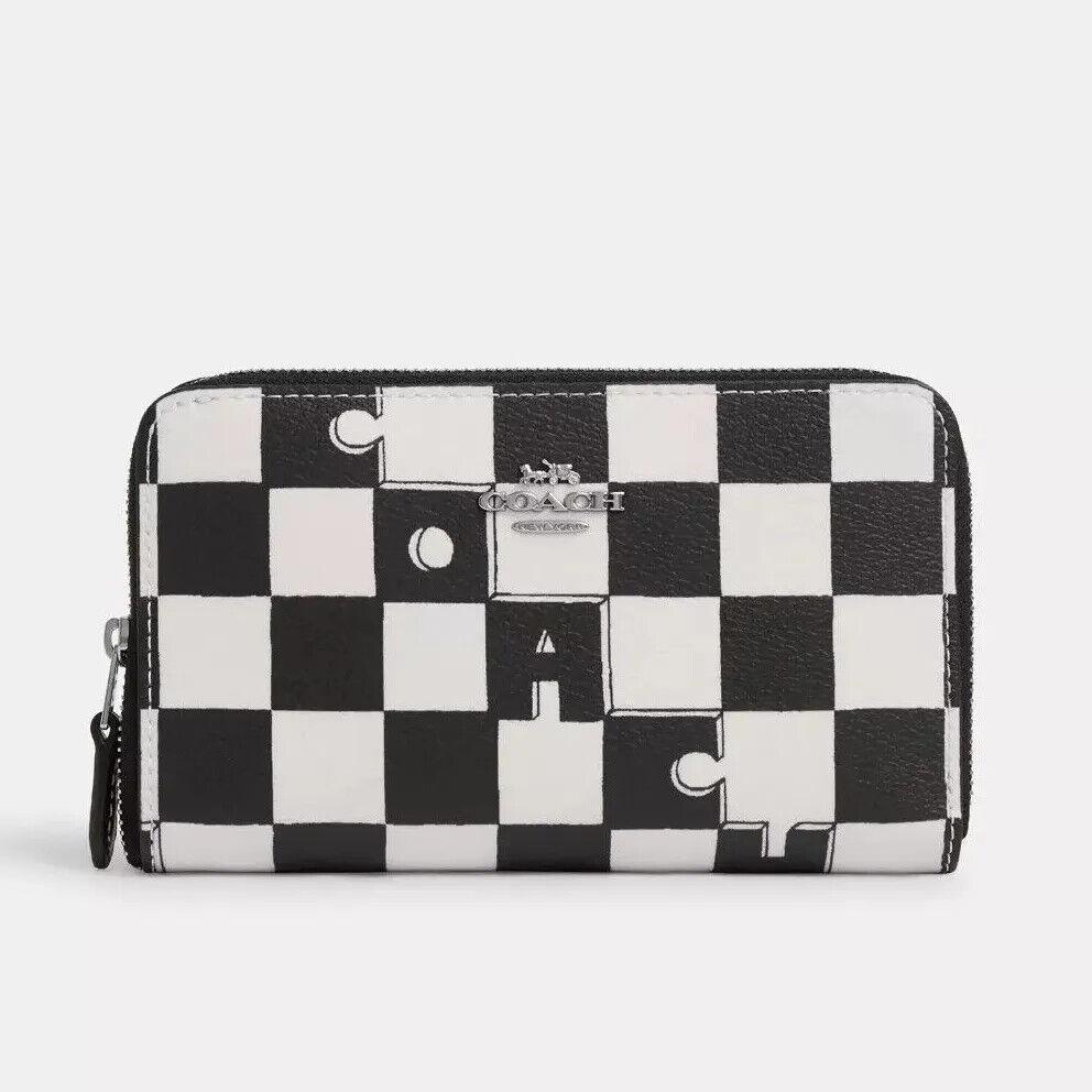 Coach Medium Id Zip Wallet with Checkerboard Print CR789