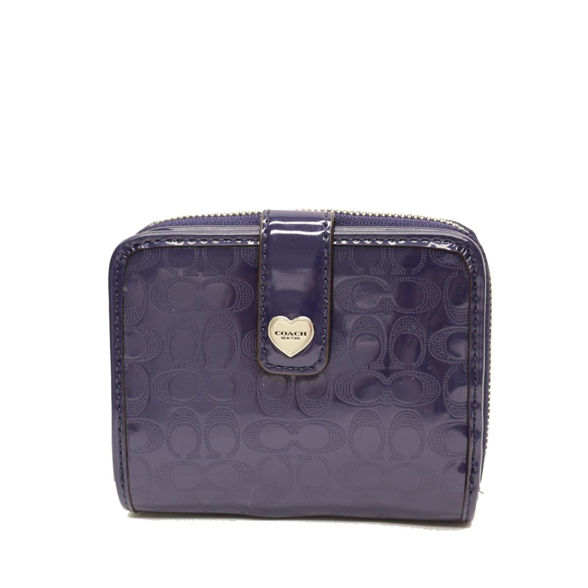 Coach F51678 Perforated Embossed Liquid Gloss Medium Zip Around Wallet