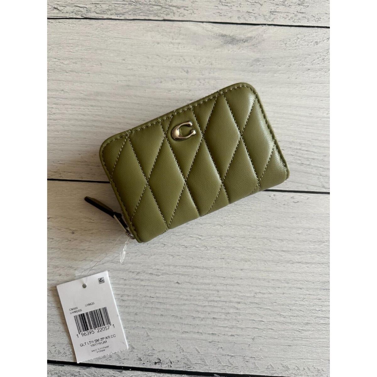 Coach Small Zip Around Wallet Coin/card Case CM505 MOSS QUILTED