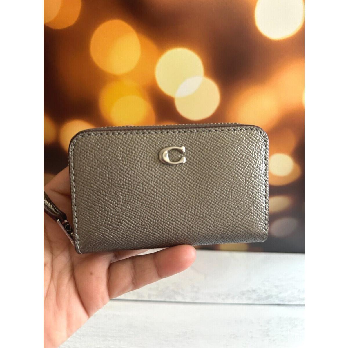 Coach Small Zip Around Wallet Coin/card Case Metallic Leather