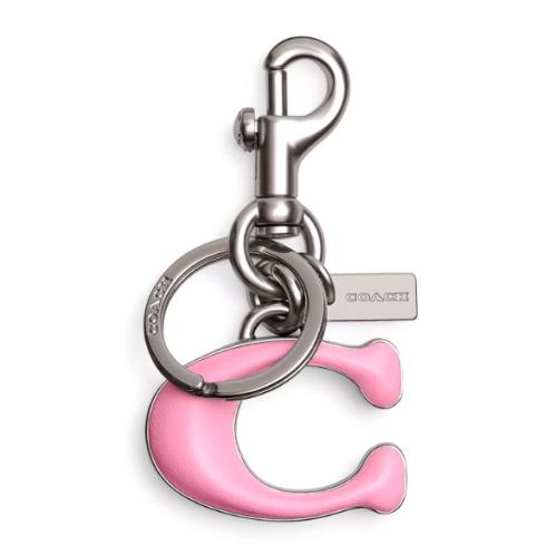 Coach Signature Bag Charm/key Ring - CS247 Vivid Pink Leather Metal