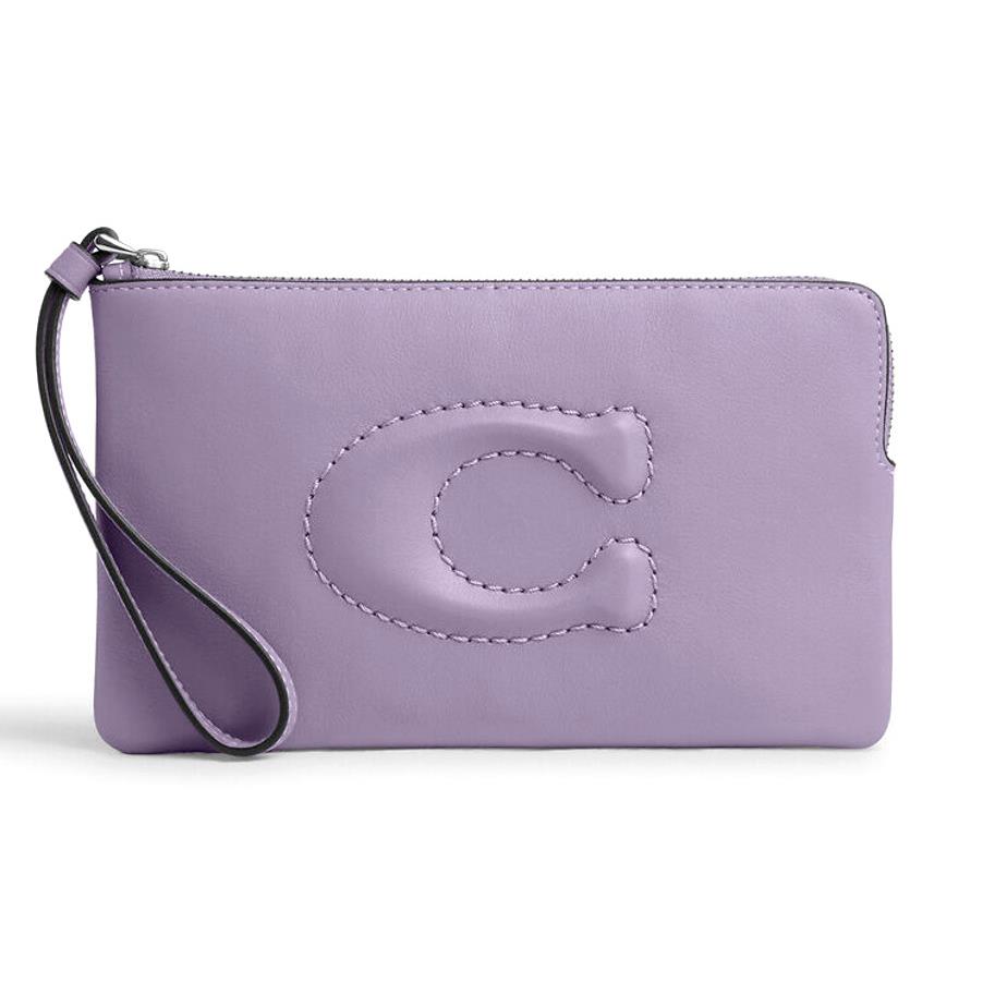 Coach Large Corner Zip Wristlet - CR392 Light Violet Purple Leather