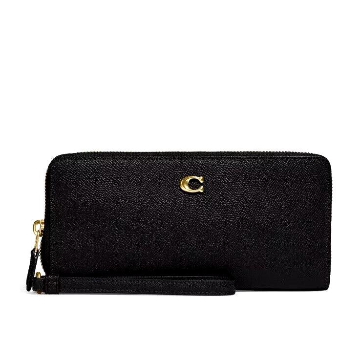 Coach C7184 Continental Crossgrain Leather Black Wristlet/wallet Black