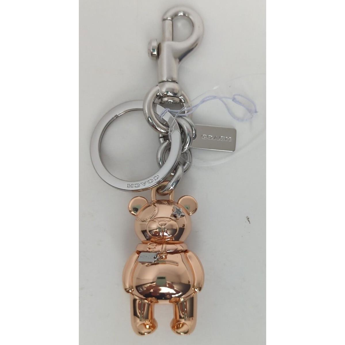 Coach Bear Bag Charm Key Ring Key Chain 3D Rosegold Silver