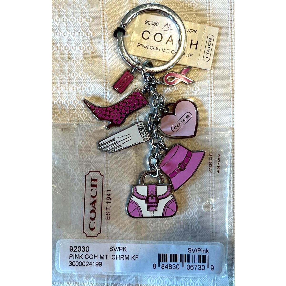 Coach 92030 Bca Breast Cancer Awareness Multi Mix Enamel Keychain Key Fob Pink 2