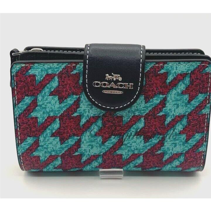 Coach Medium Corner Zip Wallet with Houndstooth Print CJ680