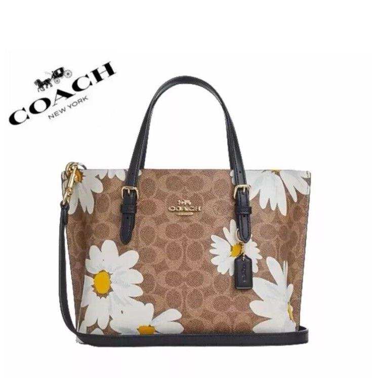 Coach CZ592 Mollie Tote Bag 25 In Signature Canvas Leather with Floral Print