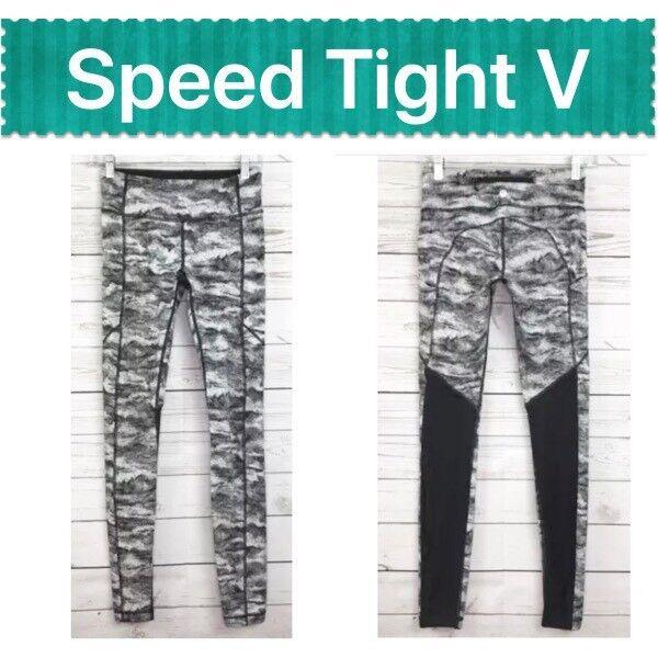 Lululemon Speed Tight V Power Luxtreme Hazy Days Black/white Running 4 8