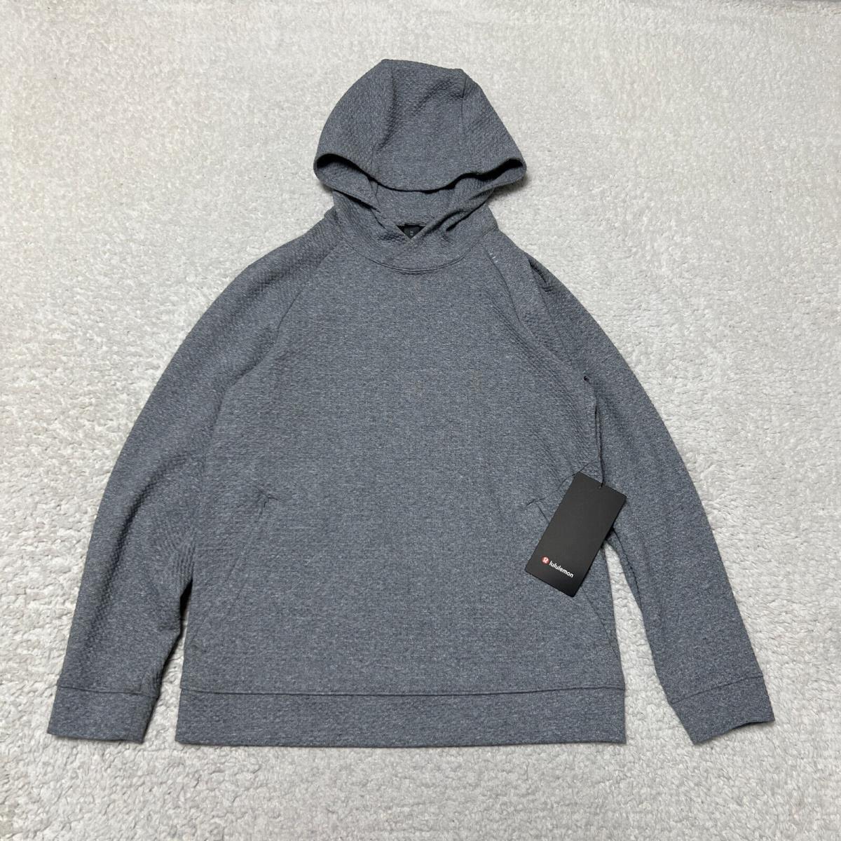 Lululemon Hoodie Men Extra Small Gray Waffle Knit Cotton Sweatshirt Running