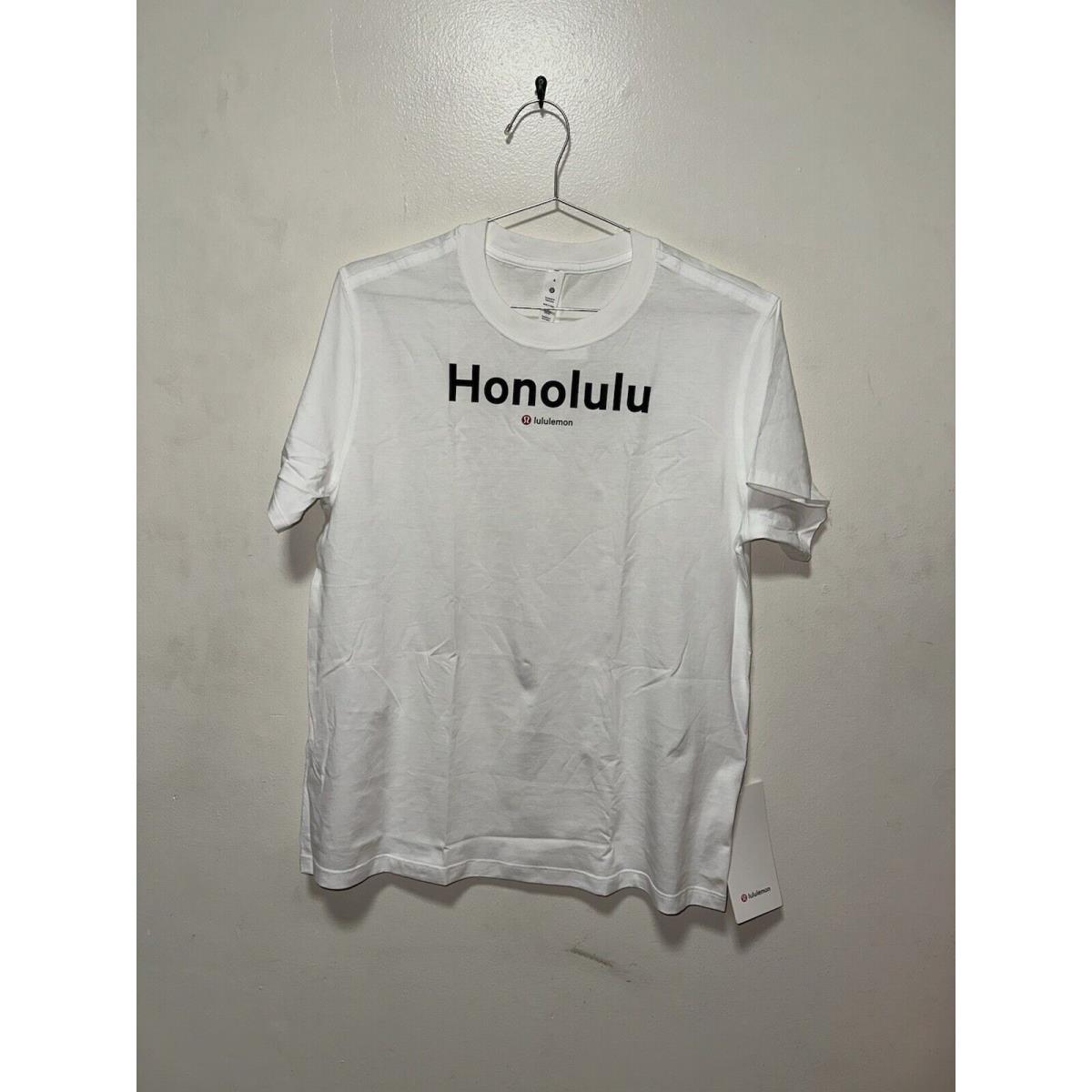 Lululemon Womens All Yours Cotton Tee Honolulu Graphic T-shirt White Size 4