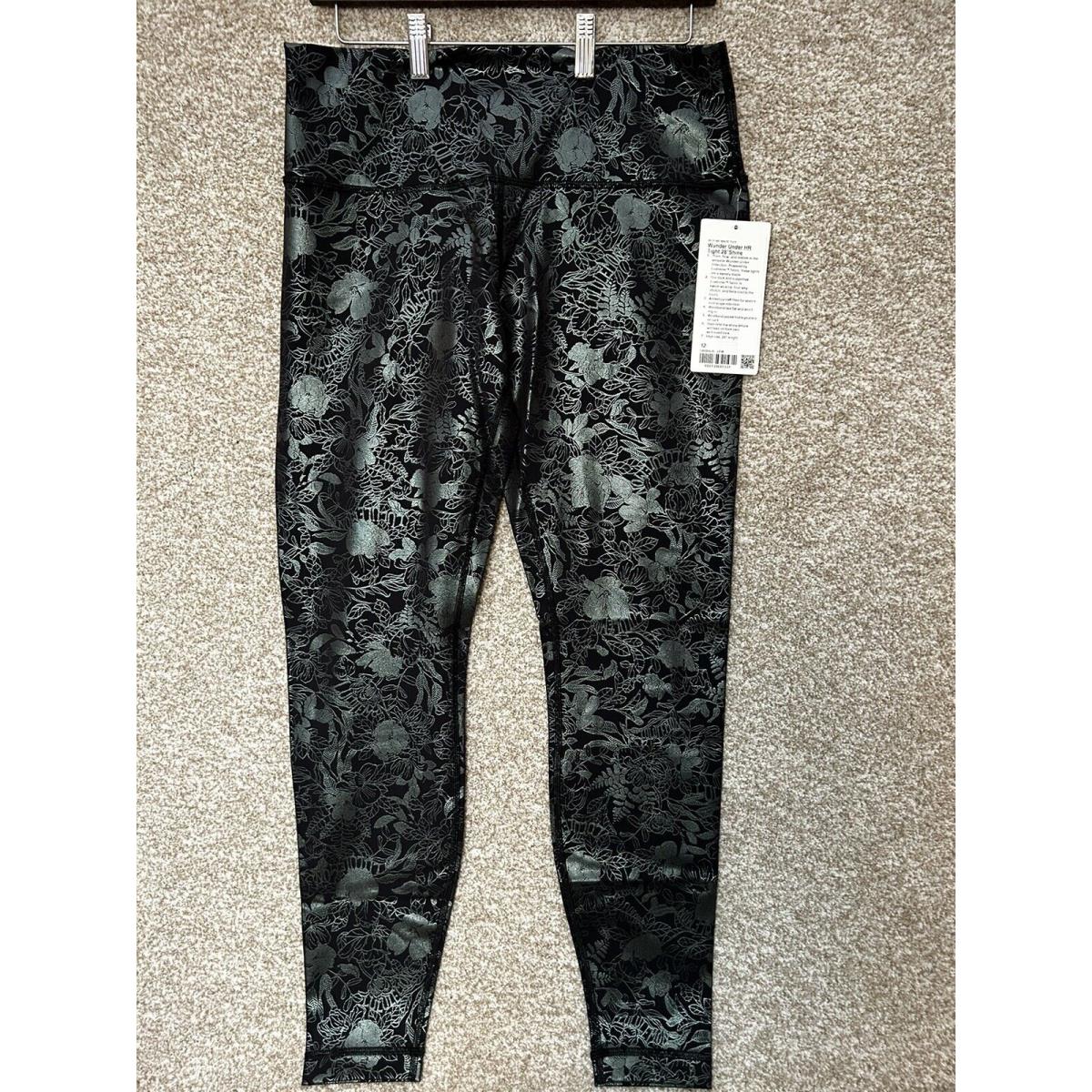Lululemon Wunder Under Logo Floral Iridescent Tight 28 Shine Leggings Size 12