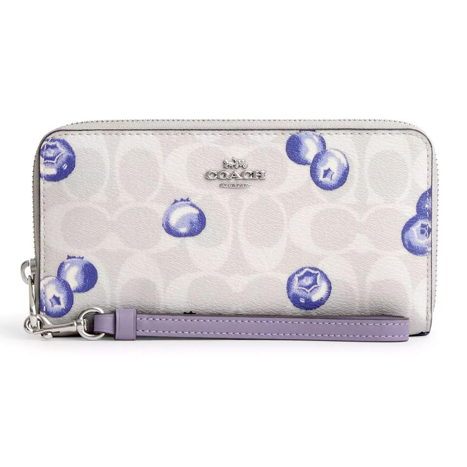 Coach Long Zip Around Wallet - CR647 Blueberry Violet Canvas Leather