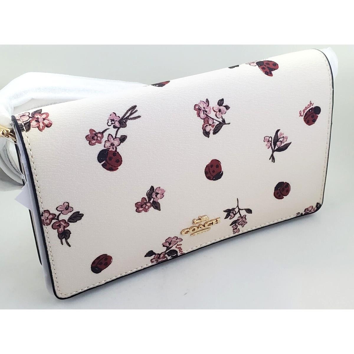 Coach Anna Foldover Clutch Crossbody with Ladybug Floral Print Style CU267