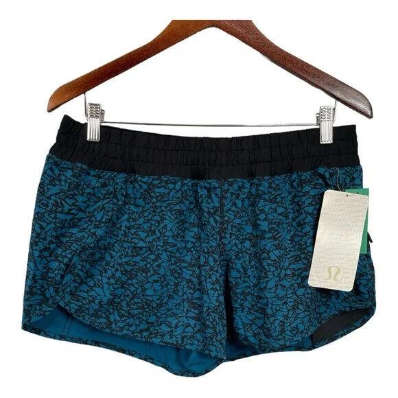 Lululemon Tracker Athletic Shorts Women`s 12 Blue Black Ice Breaker Capri